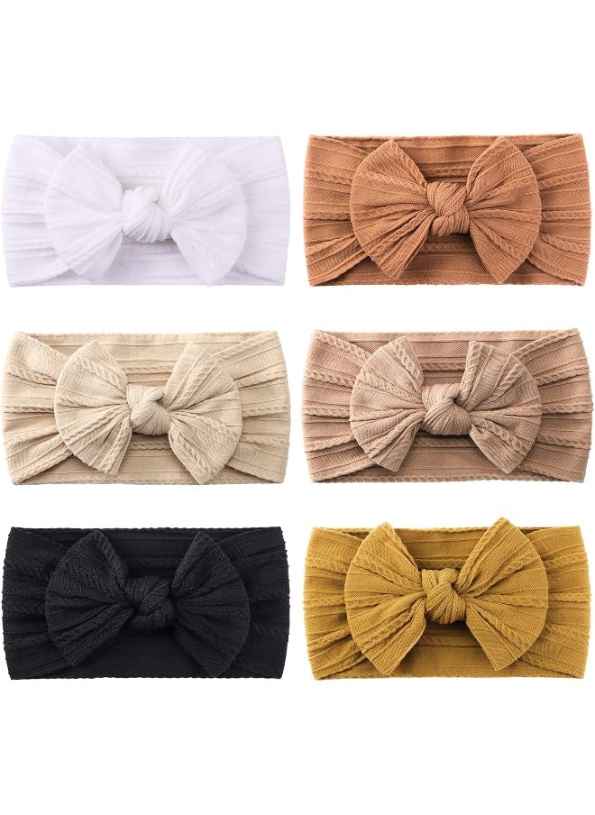 Jollybows 6pcs Baby Nylon Headbands Hair Bow Elastics Hairbands Hair Accessories for Baby Girls Newborn Infant Toddlers Kids