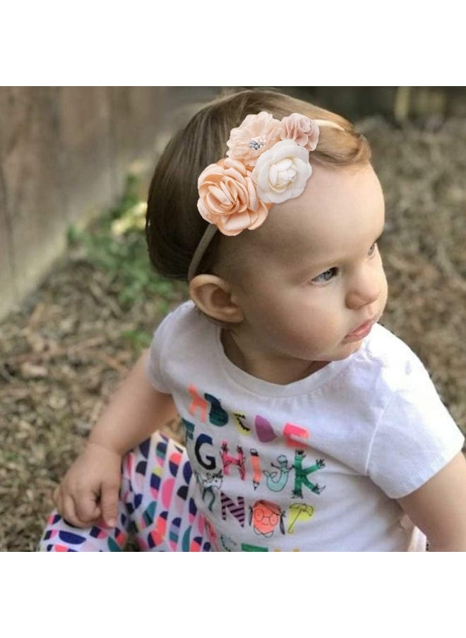 mligril Baby Girl Floral Headbands Set - 3pcs Flower Crown Elastic Hairband Newborn Toddler Hair Accessories Gifts for Girls (1-6 years old)