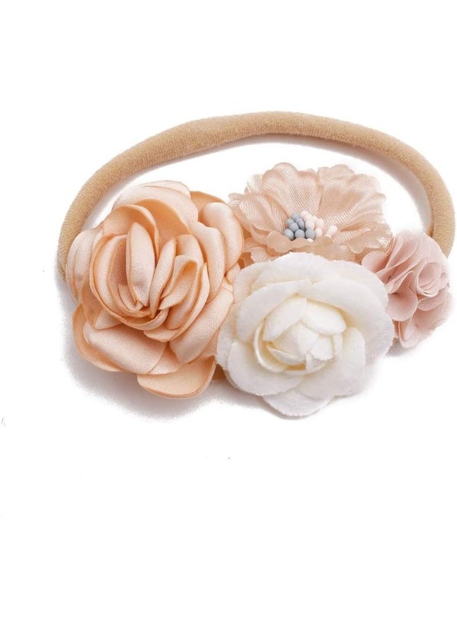 mligril Baby Girl Floral Headbands Set - 3pcs Flower Crown Elastic Hairband Newborn Toddler Hair Accessories Gifts for Girls (1-6 years old)