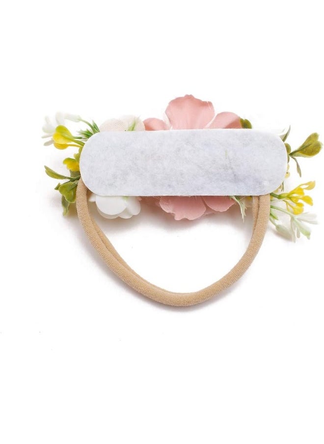 mligril Baby Girl Floral Headbands Set - 3pcs Flower Crown Elastic Hairband Newborn Toddler Hair Accessories Gifts for Girls (1-6 years old)