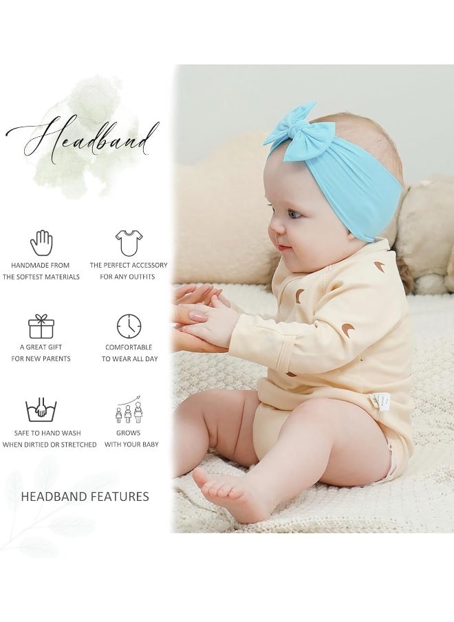 jollybows 12pcs Baby Nylon Headbands With Bow Elastic Hairband For Girls Newborn Infant Toddlers Kids Hair Accessories- Soft Light Color Set