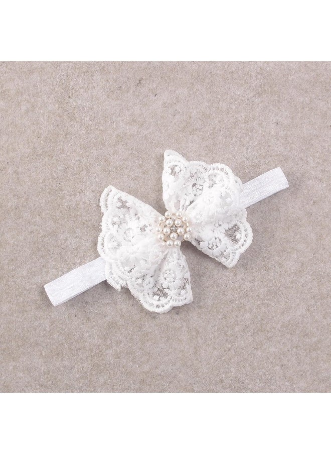 Nishine 2 pack Toddler Girls Lace Bow Headband Baby Bowknot Hairband Baby Shower Photo Props