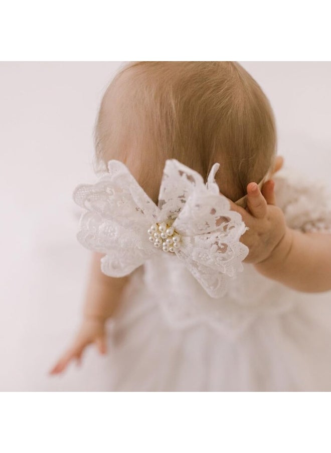Nishine 2 pack Toddler Girls Lace Bow Headband Baby Bowknot Hairband Baby Shower Photo Props