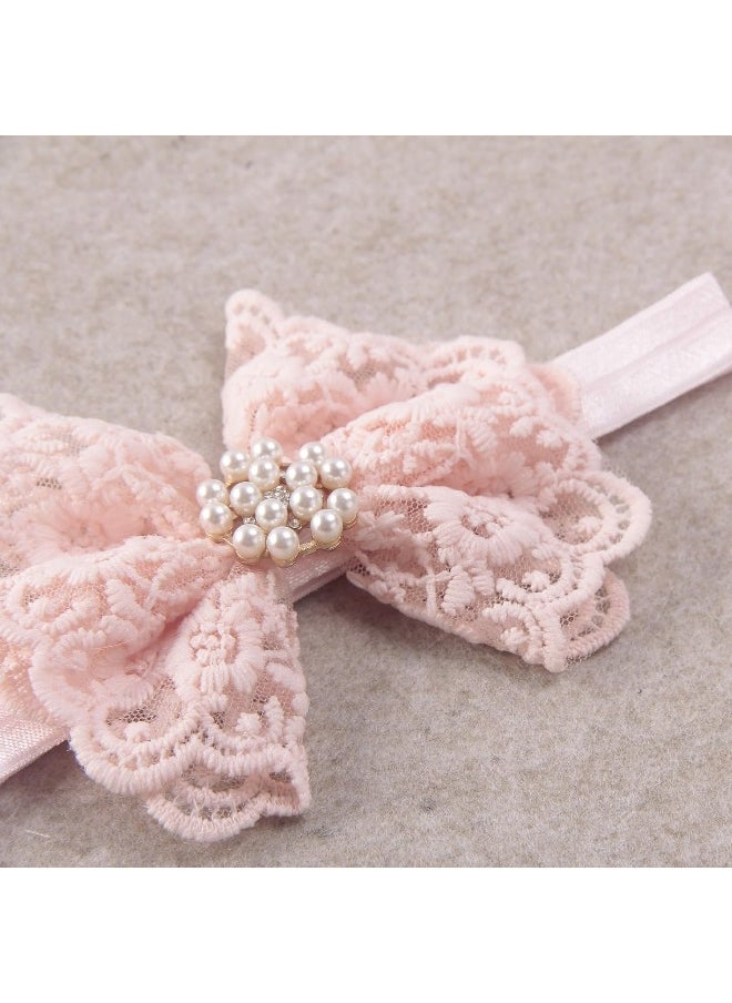 Nishine 2 pack Toddler Girls Lace Bow Headband Baby Bowknot Hairband Baby Shower Photo Props
