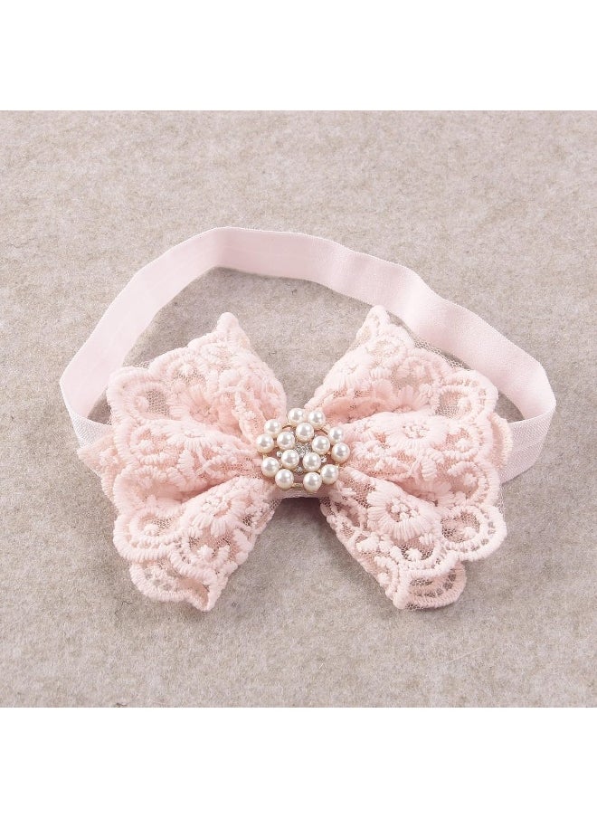 Nishine 2 pack Toddler Girls Lace Bow Headband Baby Bowknot Hairband Baby Shower Photo Props