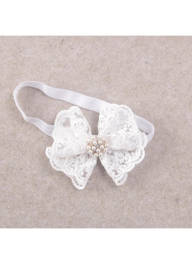Nishine 2 pack Toddler Girls Lace Bow Headband Baby Bowknot Hairband Baby Shower Photo Props