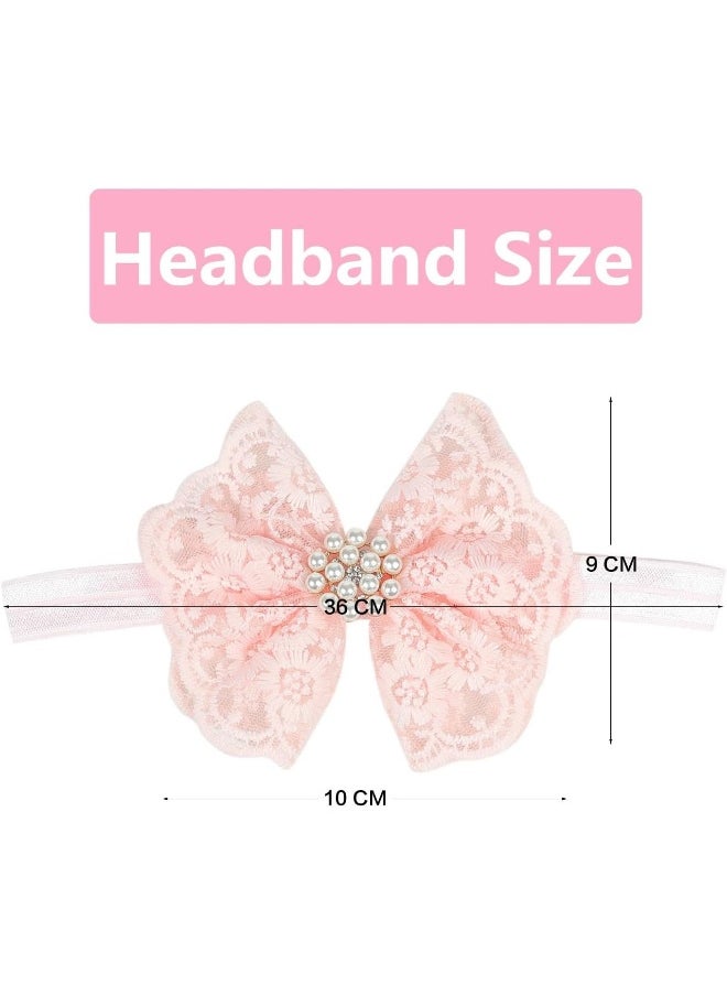 Nishine 2 pack Toddler Girls Lace Bow Headband Baby Bowknot Hairband Baby Shower Photo Props