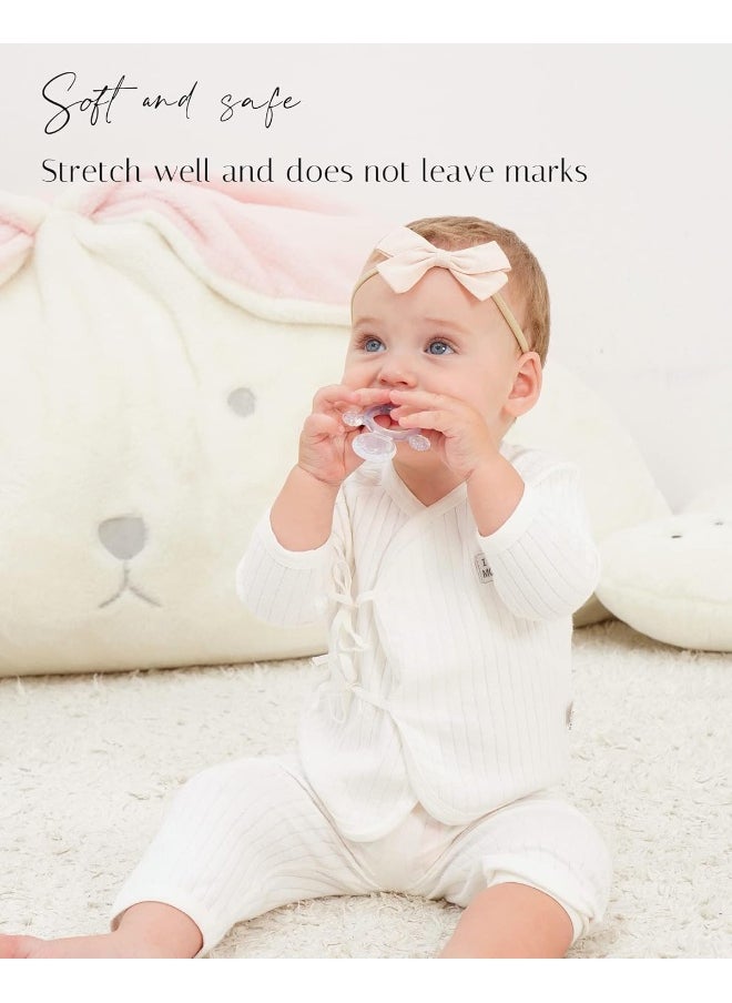 jollybows 20pcs Baby Girls Nylon Hair Bows Headbands Linen Hair Bands Elastic Hair Accessories for Kids Infants Newborn