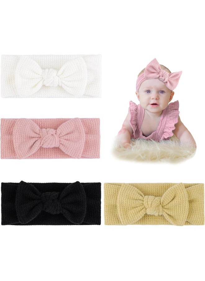 YanJie Baby Headbands Baby Girl Bows Soft Handmade Headwrap Newborn Bows Headbands for Girls Hair Accessories for Infant Toddler Black White Pink Curcuma