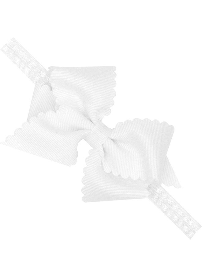 Wee Ones Baby Girl's Extra Small Grosgrain Bow On Matching Elastic Band, 6-24 Months, White