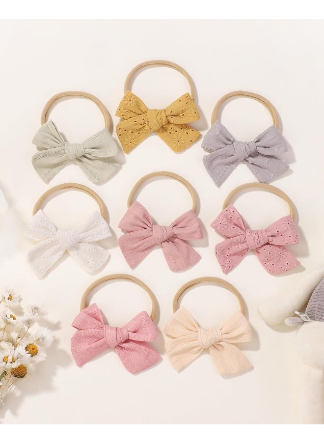jollybows 12pcs Baby Girls Hair Bows Nylon Elastic Headband Hair Accessories for Infants Toddlers Newborn