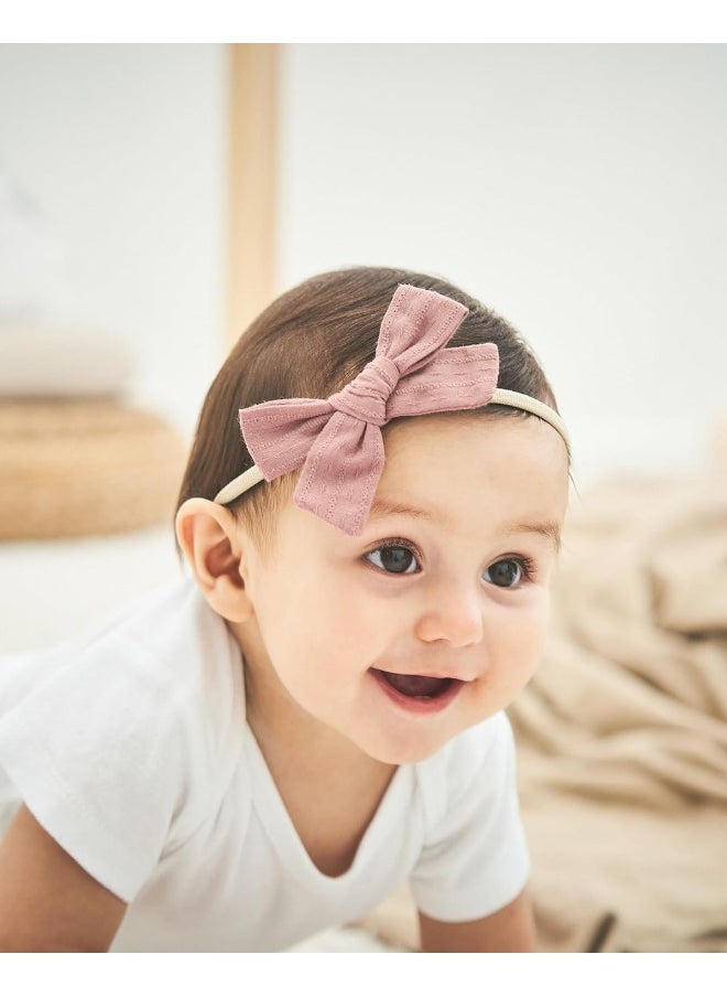 jollybows 12pcs Baby Girls Hair Bows Nylon Elastic Headband Hair Accessories for Infants Toddlers Newborn