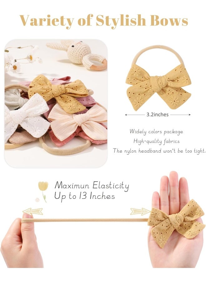 jollybows 12pcs Baby Girls Hair Bows Nylon Elastic Headband Hair Accessories for Infants Toddlers Newborn