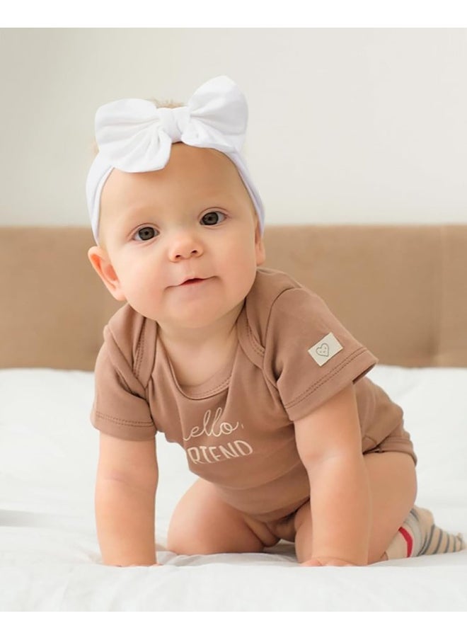 jollybows 3PCS Baby Nylon Headbands Hairbands Hair Bow Elastics for Baby Girls Newborn Infant Toddlers Kids - White Beige Ginger
