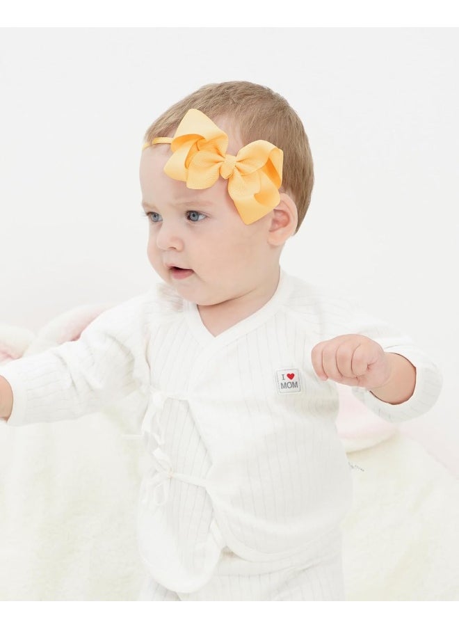 jollybows 40pcs 4inches Baby Girls Grosgrain Ribbon Hair Bows Headbands Nylon Elastic Hair Band Hair Accessories for Infants Newborn