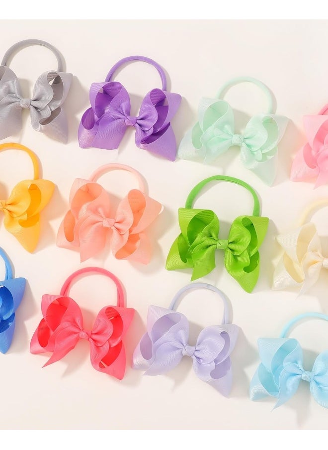 jollybows 40pcs 4inches Baby Girls Grosgrain Ribbon Hair Bows Headbands Nylon Elastic Hair Band Hair Accessories for Infants Newborn