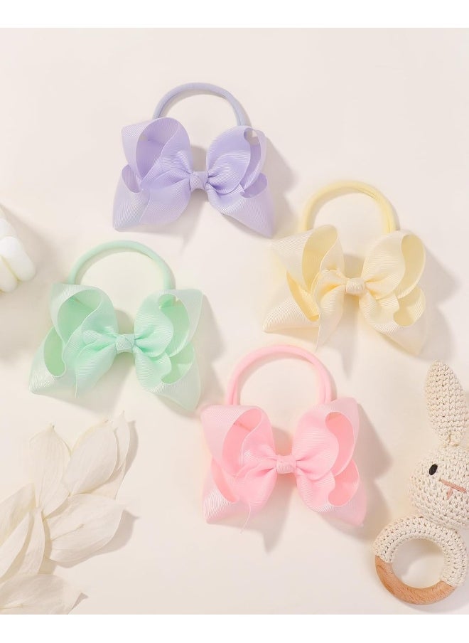 jollybows 40pcs 4inches Baby Girls Grosgrain Ribbon Hair Bows Headbands Nylon Elastic Hair Band Hair Accessories for Infants Newborn