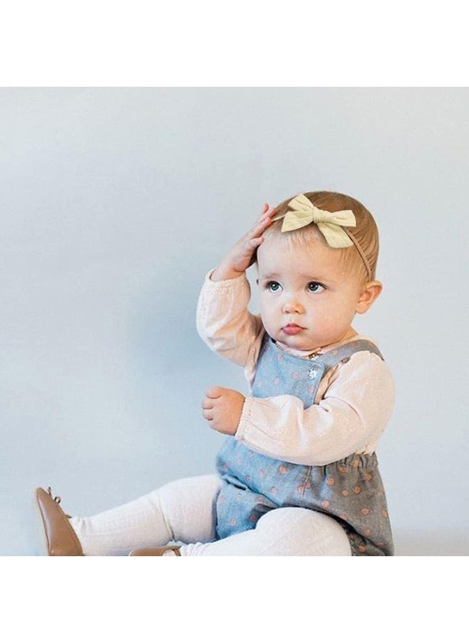 jollybows 20pcs Baby Girls Cotton Hair Bows Headbands Nylon Hair Bands Elastic Hair Accessories for Newborn Kids Infants Toddlers