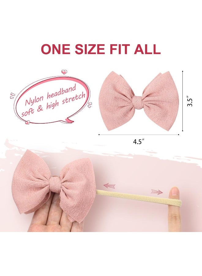 YanJie Baby Girls Nylon Headbands Newborn Bows Handmade Hair Bows Hairbands Hair Accessories for Newborn Infant Toddlers Kids(4.5 bow 10 pcs)