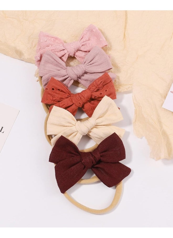 jollybows 12pcs Baby Headband Bows for Girls Newborn Soft Nylon Head Wraps Infant Headwrap Hair Accessories Toddler Kids