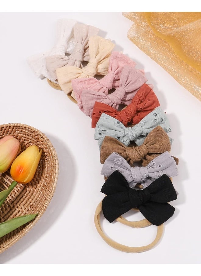 jollybows 12pcs Baby Headband Bows for Girls Newborn Soft Nylon Head Wraps Infant Headwrap Hair Accessories Toddler Kids