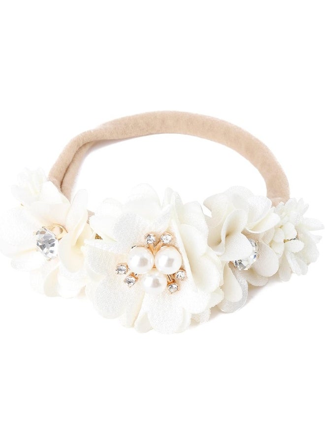 cherrboll 3pcs Baby Girl Headbands Flowers, Super Soft & Stretchy Nylon Floral Hairbands for Newborn Toddler
