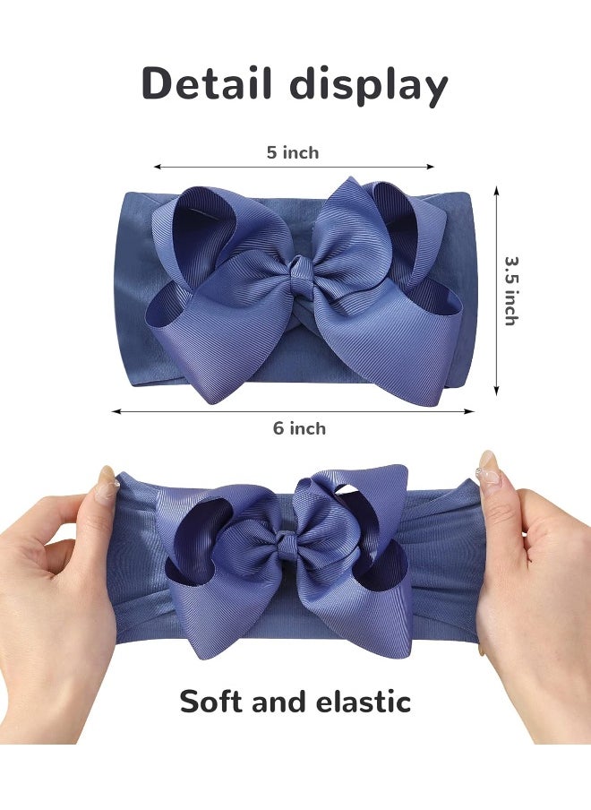 Doboi 20pcs Baby Girl Bows and Headbands - Hair Accessories for Infant, Newborn, Toddler Girls - Big Bows With Nylon Headbands