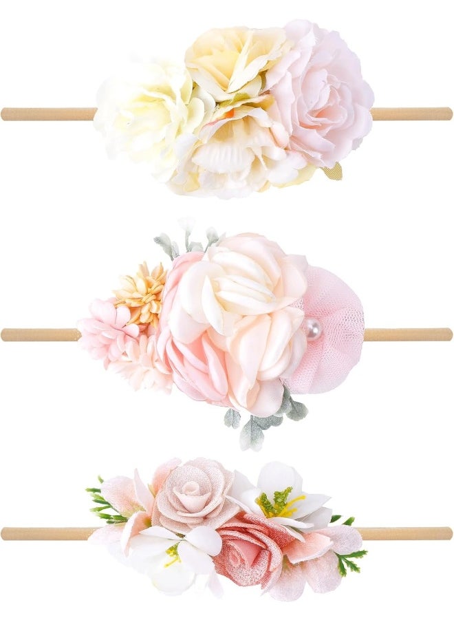 Toptim Baby Floral with Nylon Headbands for Newborn Girls Shower Photo (D-12Pack)