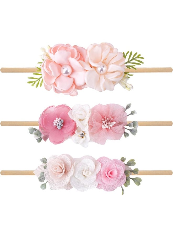 Toptim Baby Floral with Nylon Headbands for Newborn Girls Shower Photo (D-12Pack)