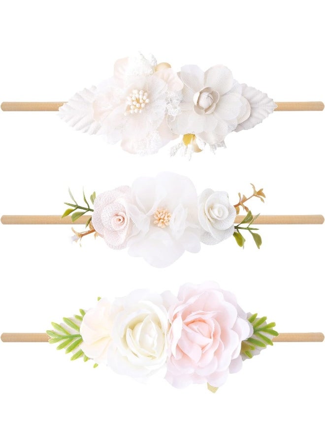 Toptim Baby Floral with Nylon Headbands for Newborn Girls Shower Photo (D-12Pack)
