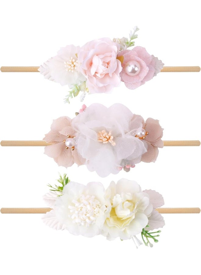 Toptim Baby Floral with Nylon Headbands for Newborn Girls Shower Photo (D-12Pack)