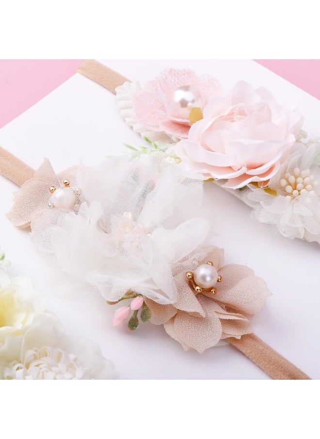 Toptim Baby Floral with Nylon Headbands for Newborn Girls Shower Photo (D-12Pack)