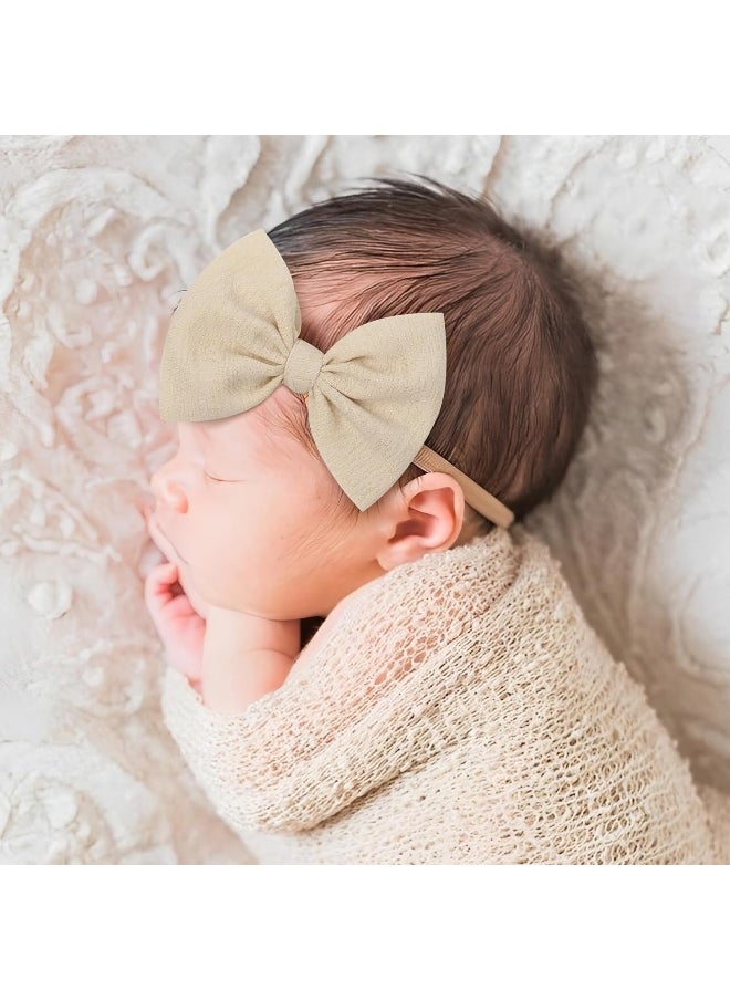 YanJie 4.5'' Baby Girls Soft Nylon Headbands Newborn Bows Handmade Hairbands Hair Accessories for Newborn Infant Toddler Kids 16Pcs