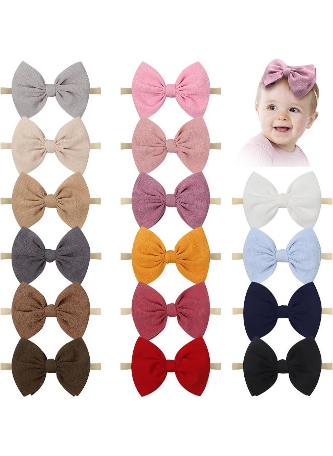 YanJie 4.5'' Baby Girls Soft Nylon Headbands Newborn Bows Handmade Hairbands Hair Accessories for Newborn Infant Toddler Kids 16Pcs