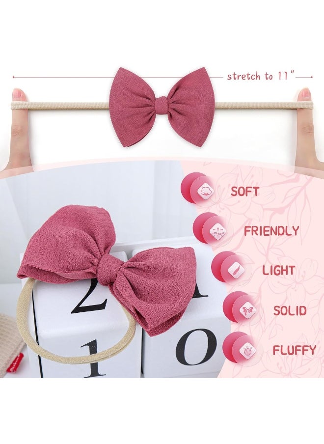 YanJie 4.5'' Baby Girls Soft Nylon Headbands Newborn Bows Handmade Hairbands Hair Accessories for Newborn Infant Toddler Kids 16Pcs