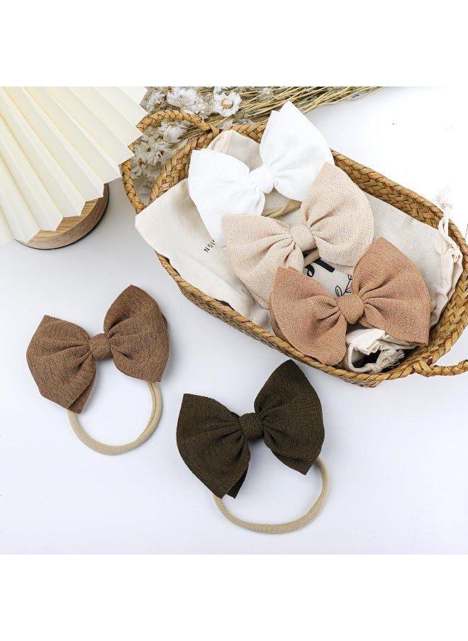 YanJie 4.5'' Baby Girls Soft Nylon Headbands Newborn Bows Handmade Hairbands Hair Accessories for Newborn Infant Toddler Kids 16Pcs