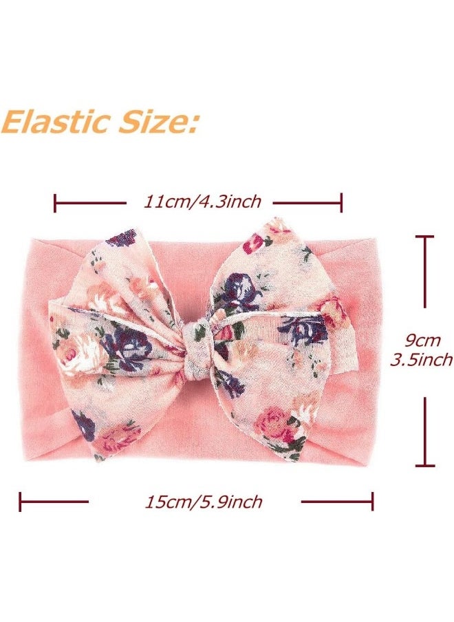 Nishine 6 Pack Cute Toddler Baby Girls Elastic Soft Nylon Headwraps Infant Knot Bow Headband Turban
