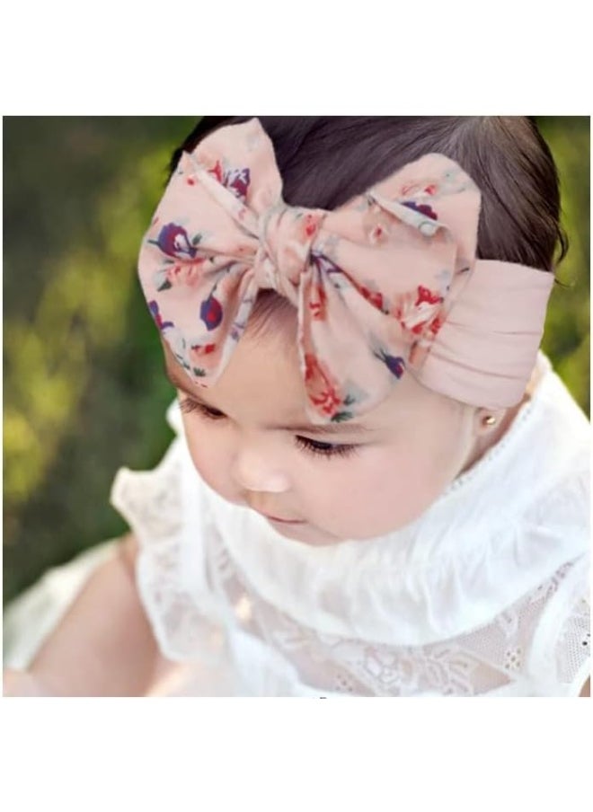 Nishine 6 Pack Cute Toddler Baby Girls Elastic Soft Nylon Headwraps Infant Knot Bow Headband Turban