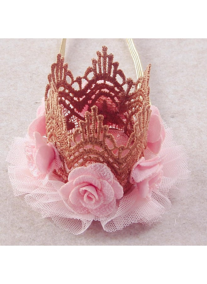 Nishine Lace Crown Headband for Baby Girls Birthday Party Photography Gift (Pink)