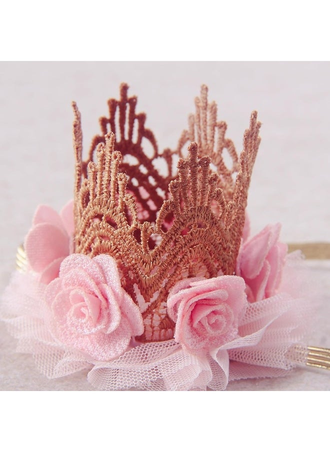 Nishine Lace Crown Headband for Baby Girls Birthday Party Photography Gift (Pink)