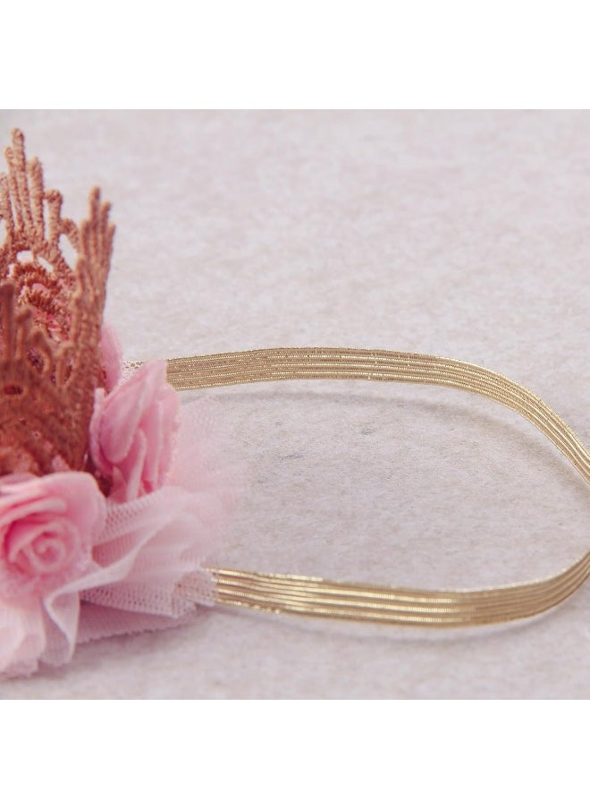 Nishine Lace Crown Headband for Baby Girls Birthday Party Photography Gift (Pink)