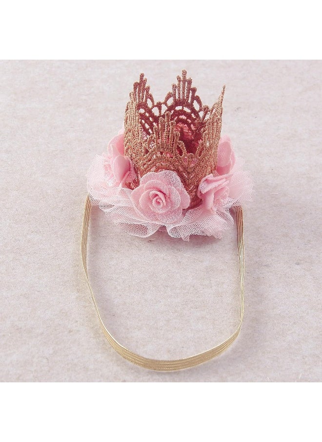 Nishine Lace Crown Headband for Baby Girls Birthday Party Photography Gift (Pink)