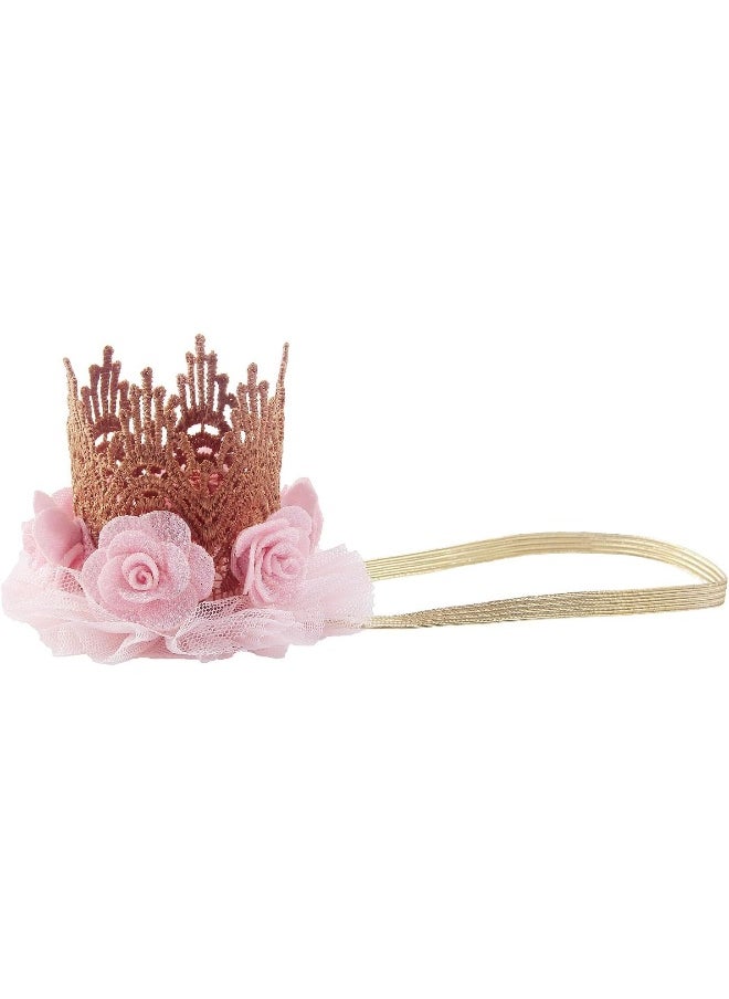 Nishine Lace Crown Headband for Baby Girls Birthday Party Photography Gift (Pink)