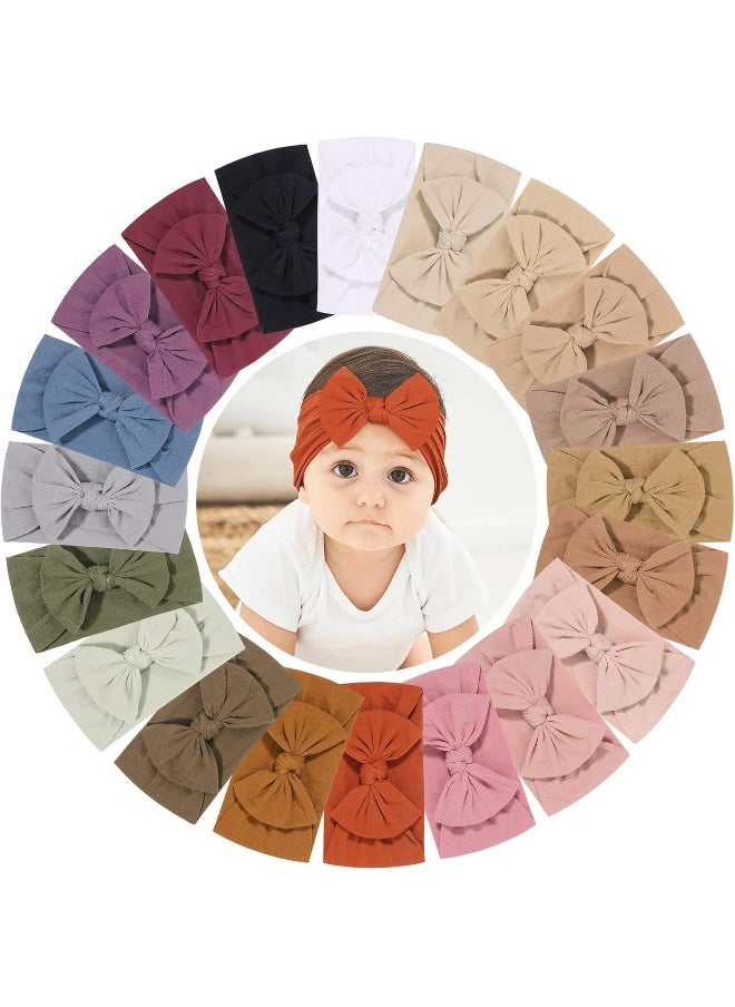 jollybows 20pcs Baby Nylon Headbands With Bow Elastic Hairband For Girls Newborn Infant Toddlers Kids Hair Accessories
