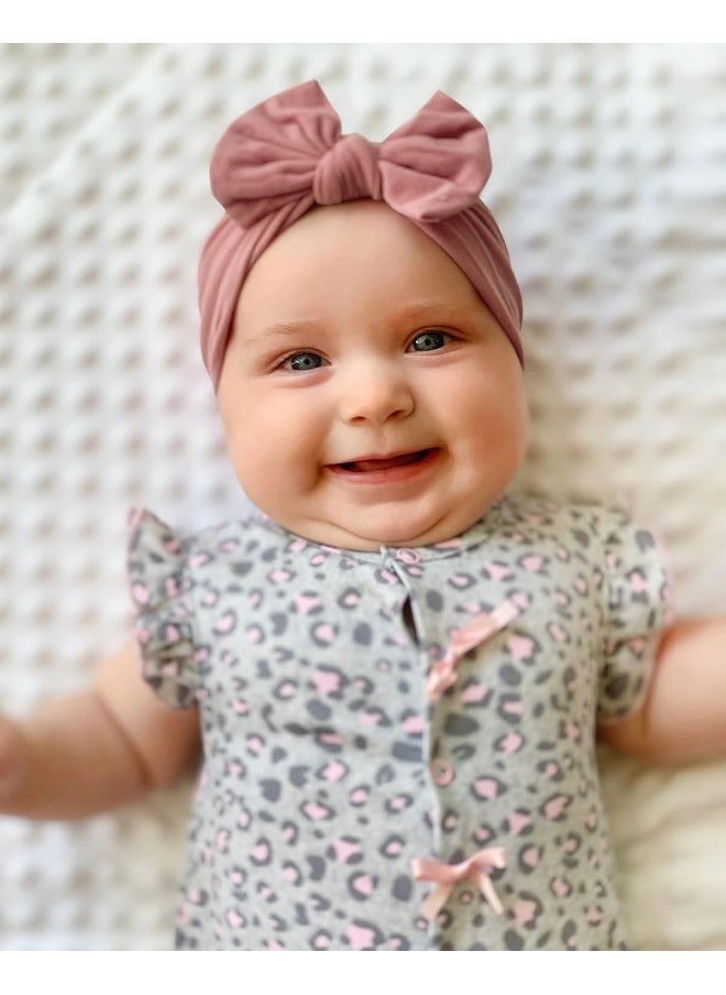 jollybows 3PCS Baby Nylon Headbands Hairbands Hair Bow Elastics for Baby Girls Newborn Infant Toddlers Kids - Baby Pink Baby Blue Khaki