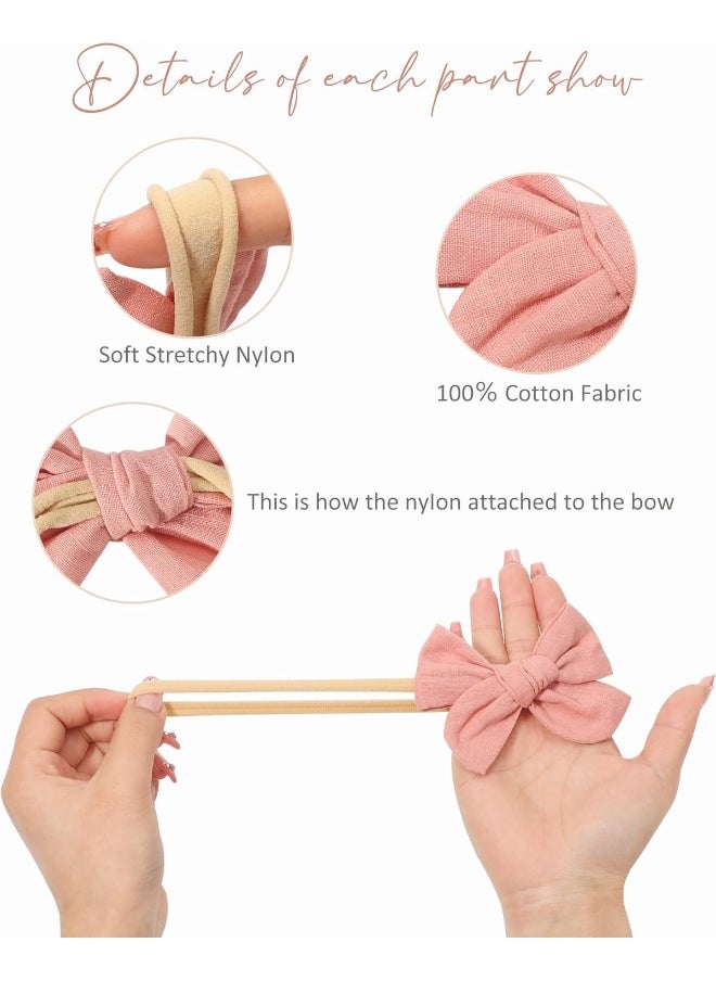 doboi 10PCS Baby Girls Headbands Hair Bows Nylon Linen Hairbands Handmade Hair Accessories for Newborn Infant Toddlers Little Girl and Kids 3.5Inches