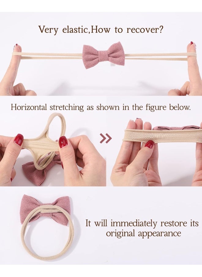 doboi 10PCS Baby Girls Headbands Hair Bows Nylon Linen Hairbands Handmade Hair Accessories for Newborn Infant Toddlers Little Girl and Kids 3.5Inches
