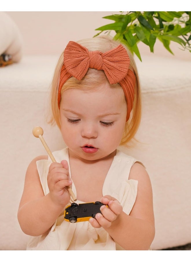Jollybows 12pcs Baby Girls Nylon Headband with Bow Newborn Hairbands Infant Hair Bow Elastics Handmade Hair Accessories for Toddlers Kids