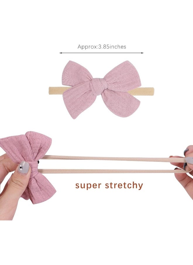 doboi 20PCS Baby Headbands Hair Bows Muslin Gauze Bows Elastic Nylon Hairbands Boutique Soft Hair Accessories for Girls Newborns Infants Toddlers and Kids