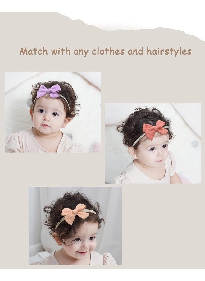 doboi 20PCS Baby Headbands Hair Bows Muslin Gauze Bows Elastic Nylon Hairbands Boutique Soft Hair Accessories for Girls Newborns Infants Toddlers and Kids